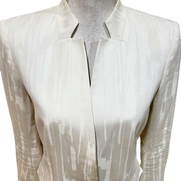 Lafayette New York single button lined stand up collar Cream Blazer size 12 - Picture 4 of 10